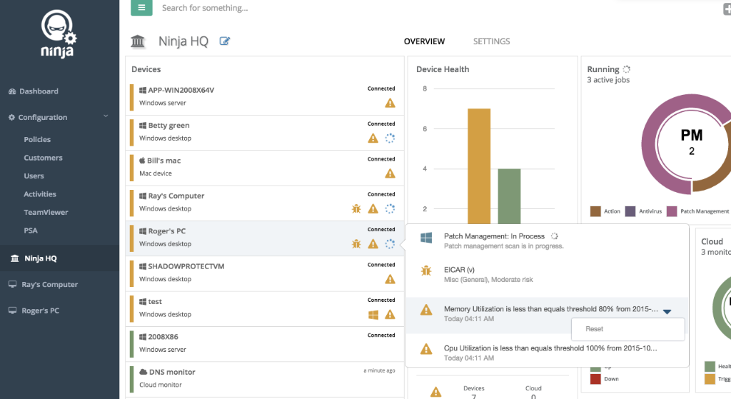 Ninja remote monitoring